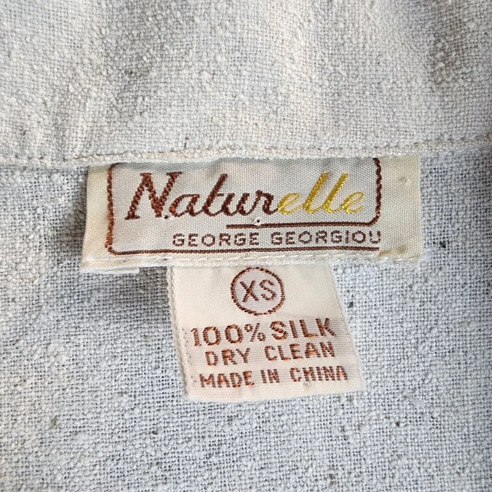 Vintage Naturelle George Georgiou Raw Silk Cardigan Cream‎ XS Coat Lagenlook